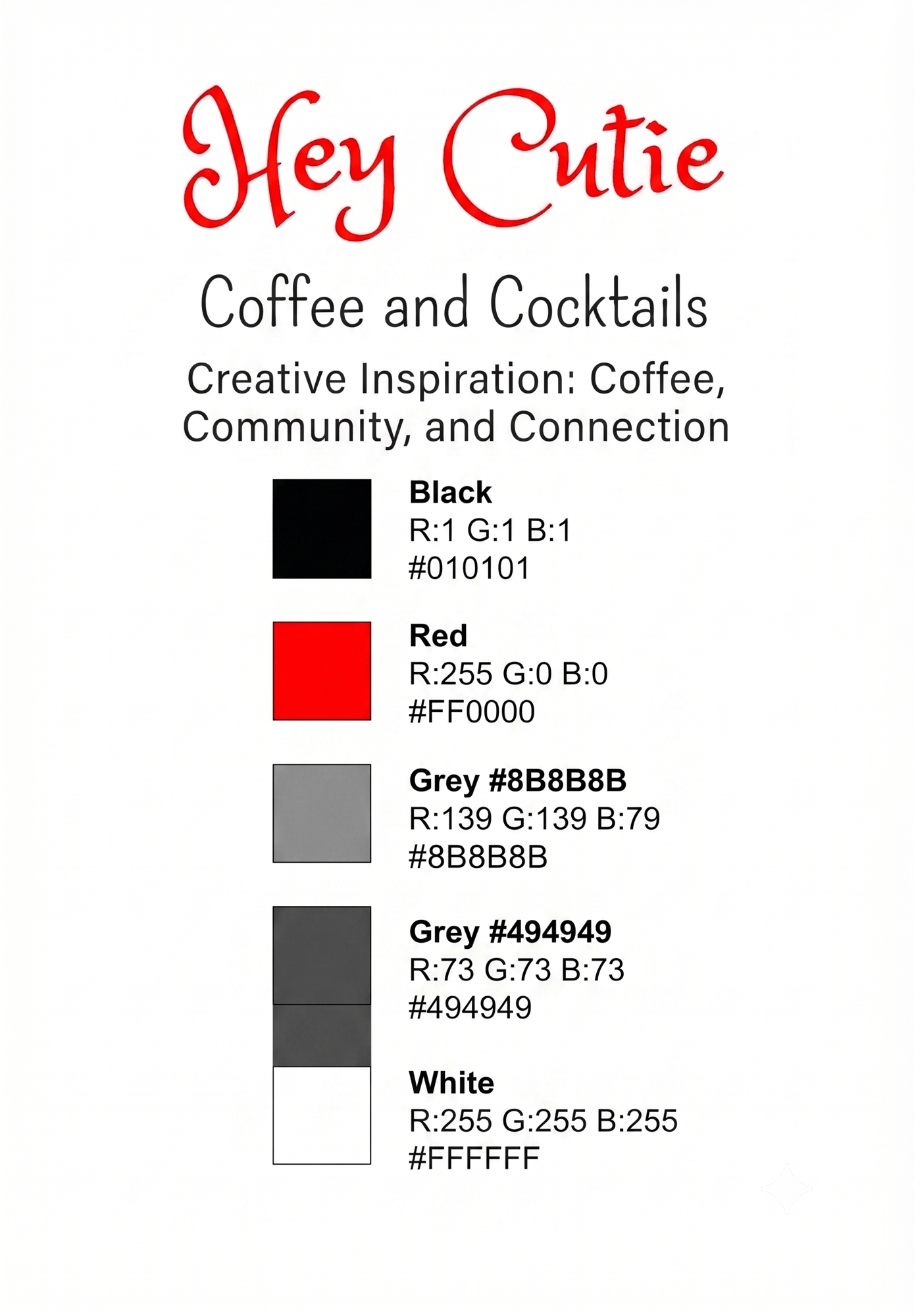 Hey cutie color palette